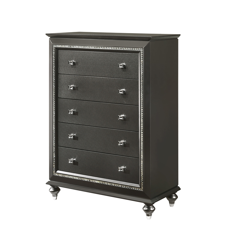 ACME Kaitlyn Wooden 5-Drawer Chest in Metallic Gray