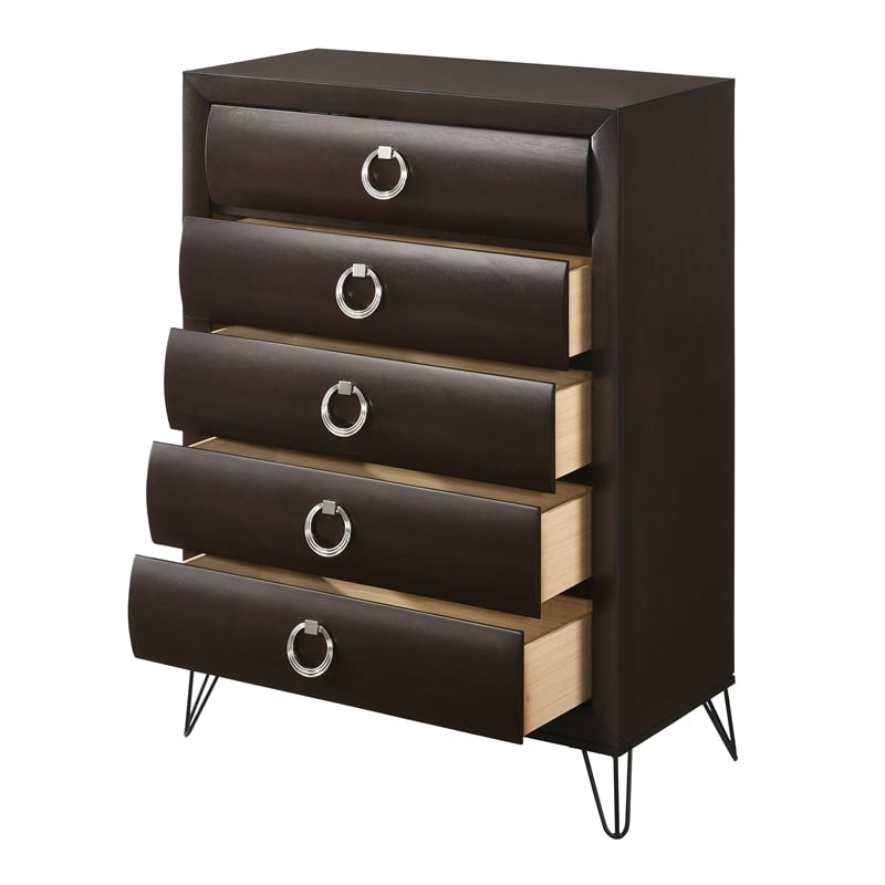 ACME Tablita 5-Drawer Wooden Chest in Dark Merlot