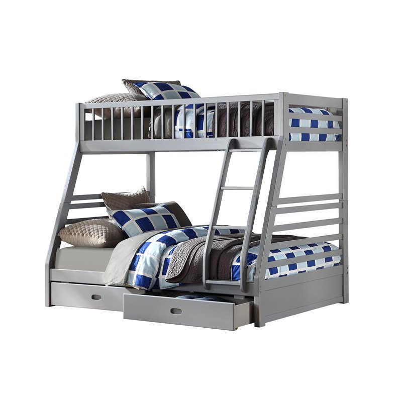 ACME Jason Twin over Full Bunk Bed with 2 Drawers in Gray