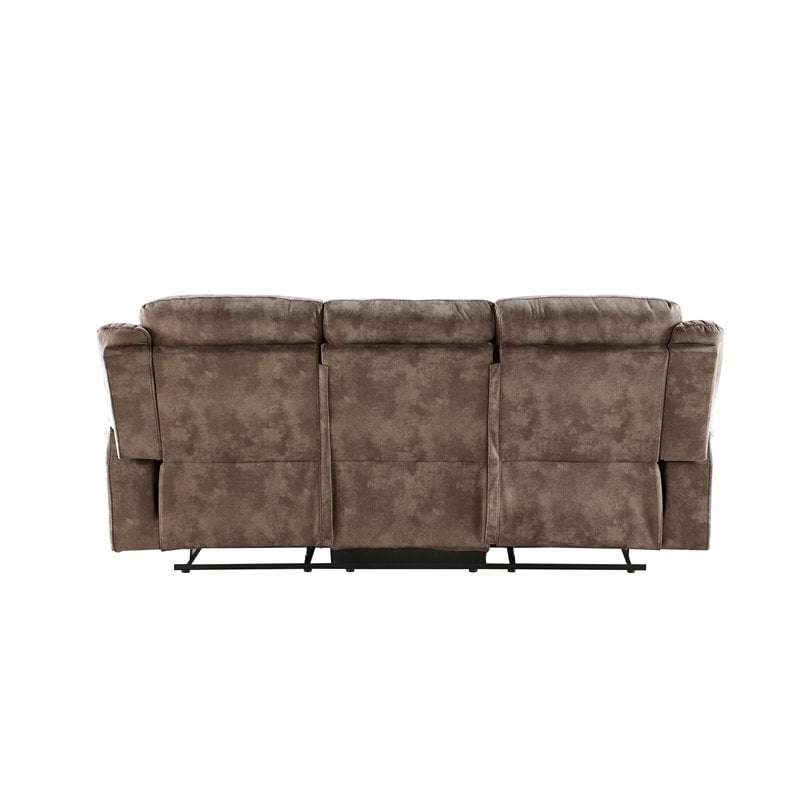 ACME Zubaida Velvet Motion Reclining Sofa with USB Dock in 2-Tone Chocolate