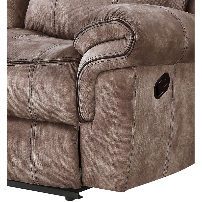 ACME Zubaida Velvet Motion Reclining Sofa with USB Dock in 2-Tone Chocolate