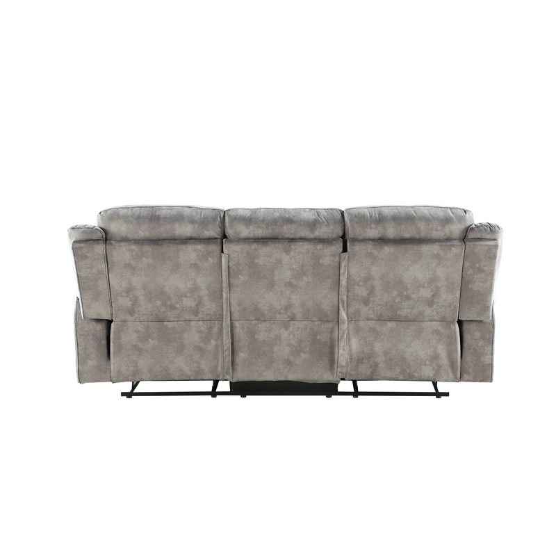 ACME Zubaida Velvet Reclining Sofa with USB Dock in 2-Tone Gray