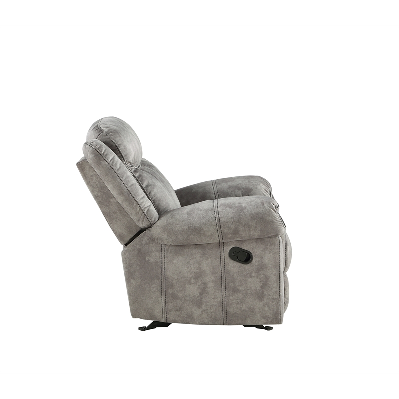 ACME Zubaida Velvet Reclining Sofa with USB Dock in 2-Tone Gray