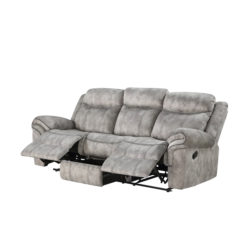 ACME Zubaida Velvet Reclining Sofa with USB Dock in 2-Tone Gray