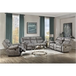 ACME Zubaida Velvet Reclining Sofa with USB Dock in 2-Tone Gray