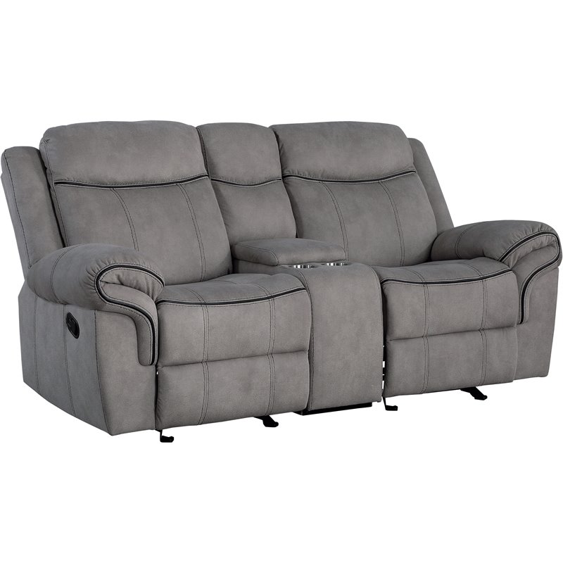 ACME Zubaida Reclining Loveseat with USB Dock and Console in 2-Tone Gray Velvet