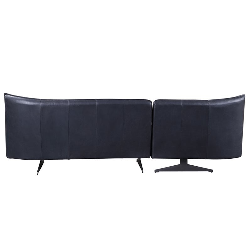 ACME Maeko Top Grain Leather Upholstered Armless Sectional Sofa in Dark Gray
