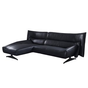 ACME Maeko Top Grain Leather Upholstered Armless Sectional Sofa in Dark Gray
