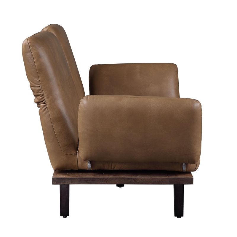 ACME Narech Top Grain Leather Sofa with Swivel in Nutmeg