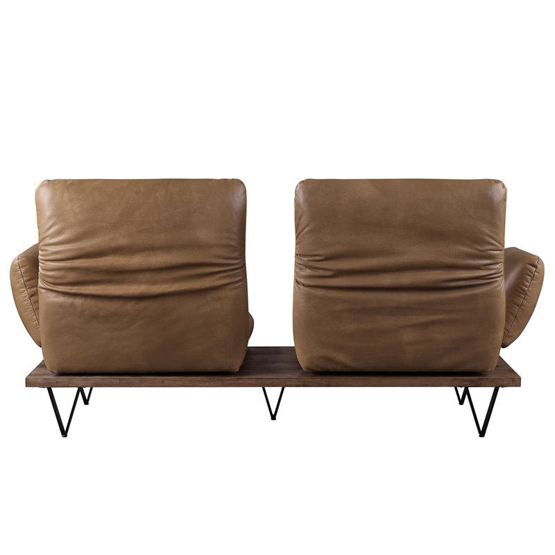 ACME Narech Top Grain Leather Sofa with Swivel in Nutmeg