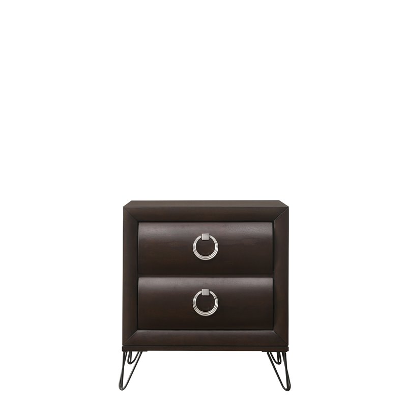 ACME Tablita 2-Drawer Wooden Nightstand in Dark Merlot