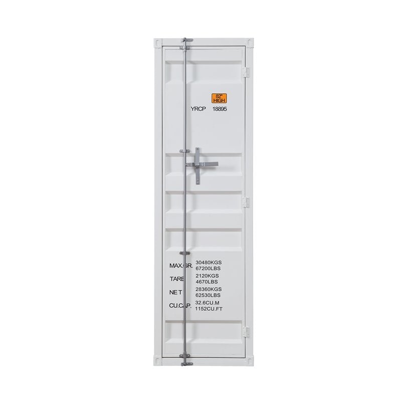 ACME Cargo Wardrobe Metal Armoire with 1 Door in White