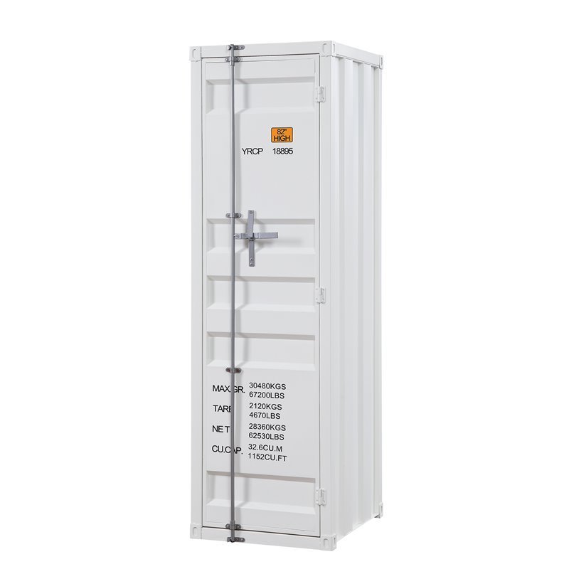 ACME Cargo Wardrobe Metal Armoire with 1 Door in White