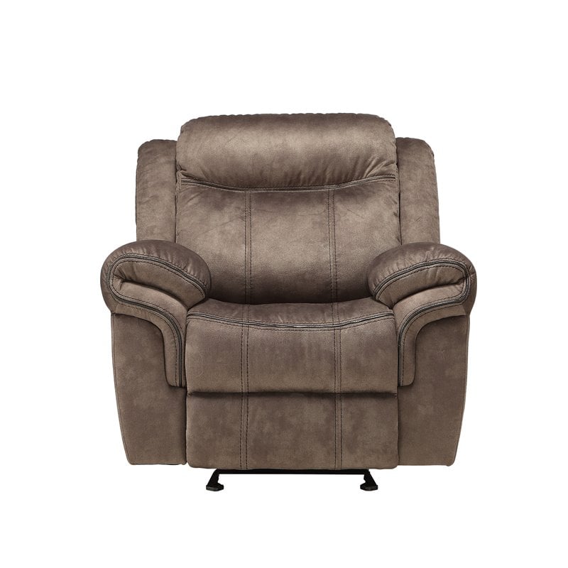 ACME Zubaida Velvet Horizontal Tufted Glider Recliner in 2-Tone Chocolate