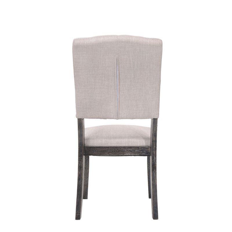 ACME Bernard Upholstered Dining Side Chair in Weathered Gray Oak (Set of 2)