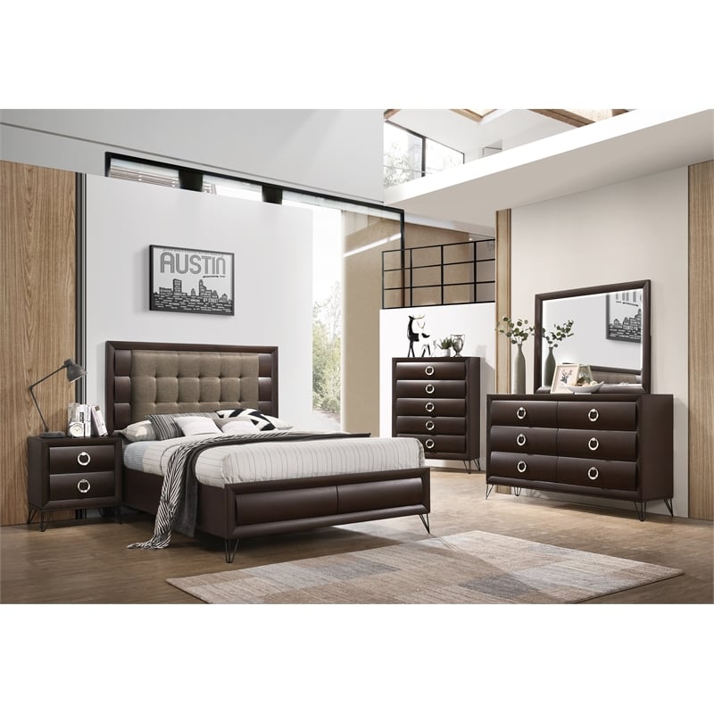 ACME Tablita Rectangular Wooden Mirror in Dark Merlot