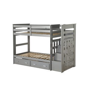 ACME Allentown Twin/Twin Bunk Bed w/Storage Ladder & Trundle in Gray