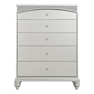 ACME Maverick 5-Drawer Wooden Chest in White Platinum