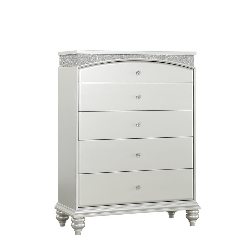 ACME Maverick 5-Drawer Wooden Chest in White Platinum