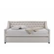ACME Lianna Tufted Upholstered Twin Daybed and Trundle in Beige and Fog Fabric