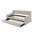 ACME Lianna Tufted Upholstered Twin Daybed and Trundle in Beige and Fog Fabric