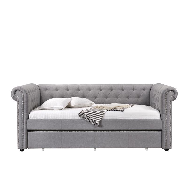 ACME Justice Daybed & Trundle (Twin Size) in Smoke Gray Fabric