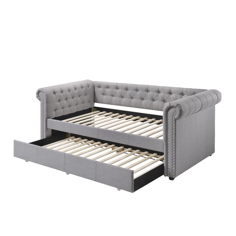 ACME Justice Daybed & Trundle (Twin Size) in Smoke Gray Fabric