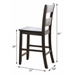 ACME Haddie Wood Counter Height Dining Chair in Distressed Walnut (Set of 2)