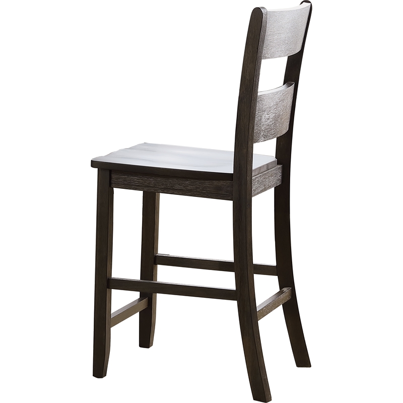 ACME Haddie Wood Counter Height Dining Chair in Distressed Walnut (Set of 2)