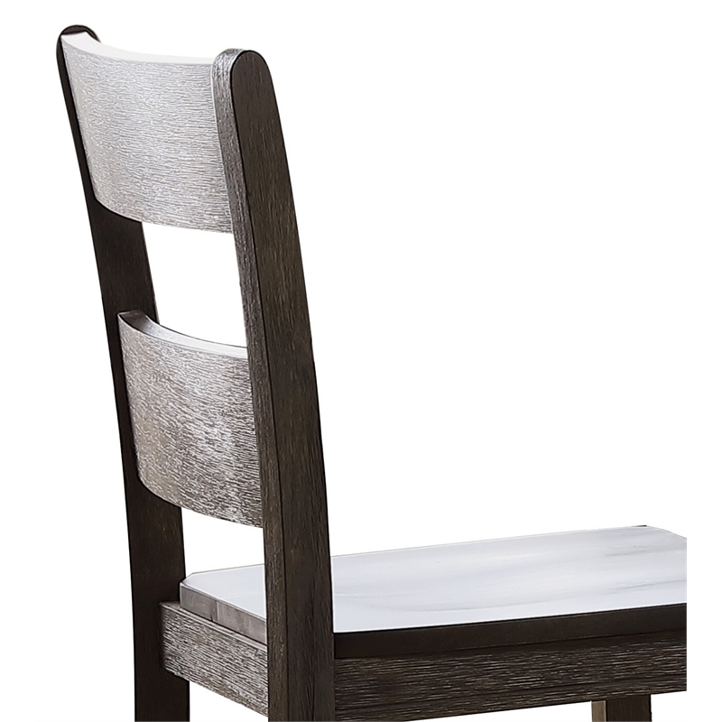 ACME Haddie Wood Counter Height Dining Chair in Distressed Walnut (Set of 2)