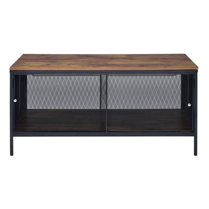 ACME Winam Rectangular Wooden Coffee Table in Antique Oak and Black