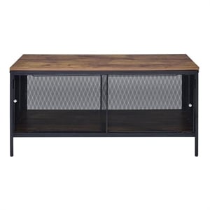ACME Winam Rectangular Wooden Coffee Table in Antique Oak and Black