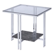 ACME Liddell Rectangular Glass Top End Table with Shelf in Chrome and Clear