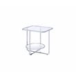 ACME Hollo Rectangular Glass Top End Table with Shelf in Chrome and Mirrored