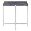 ACME Adelae Rectangular Faux Marble Top End Table in Chrome and Gray