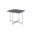 ACME Adelae Rectangular Faux Marble Top End Table in Chrome and Gray