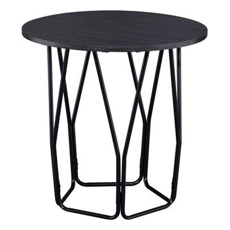 ACME Sytira Round Wooden Top End Table in Black