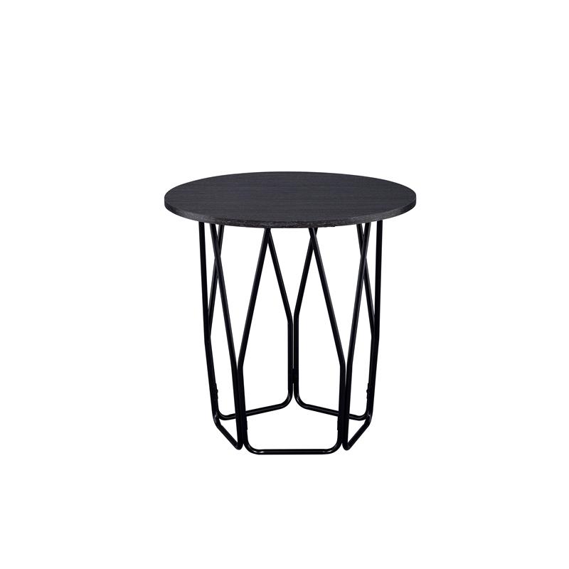 ACME Sytira Round Wooden Top End Table in Black