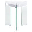 ACME Noland Wood Triangular End Table in White High Gloss and Clear Glass