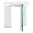 ACME Noland Wood Triangular End Table in White High Gloss and Clear Glass