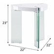 ACME Noland Wood Triangular End Table in White High Gloss and Clear Glass