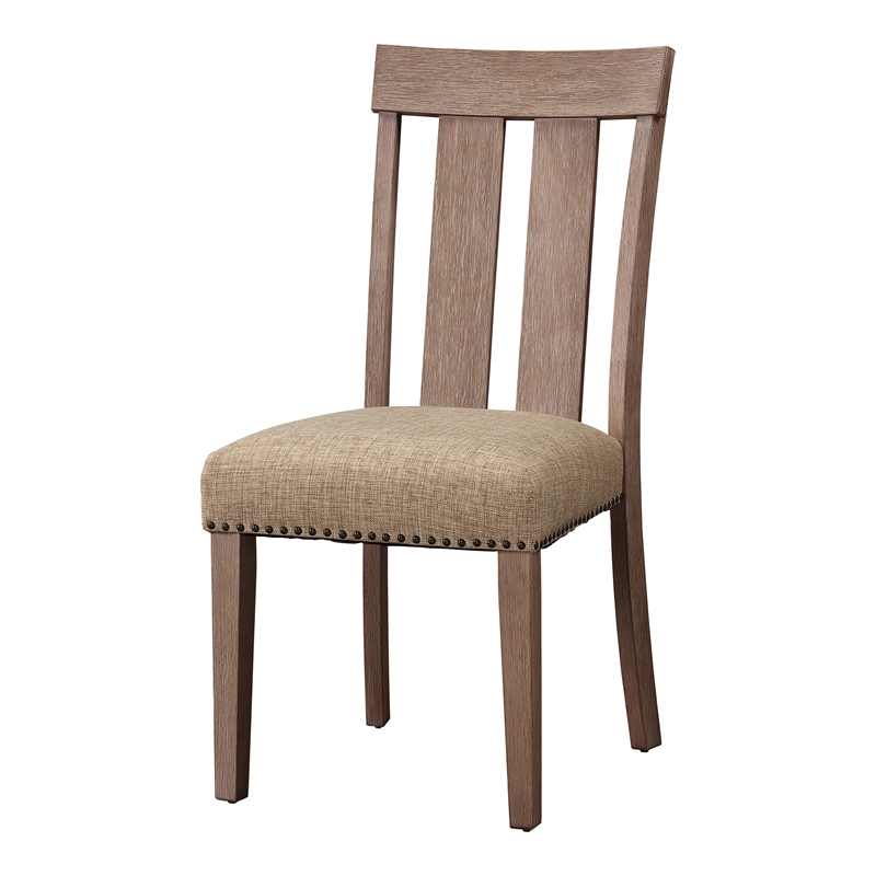 ACME Nathaniel Side Chair (Set-2) in Fabric & Maple