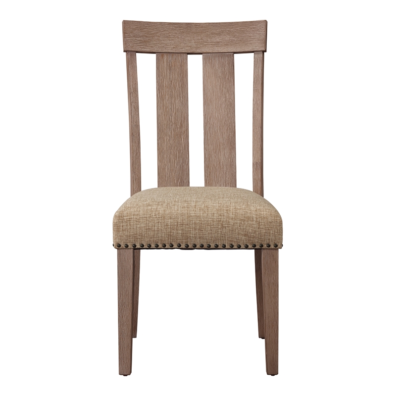 ACME Nathaniel Side Chair (Set-2) in Fabric & Maple