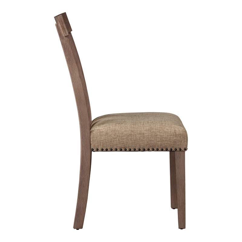 ACME Nathaniel Side Chair (Set-2) in Fabric & Maple