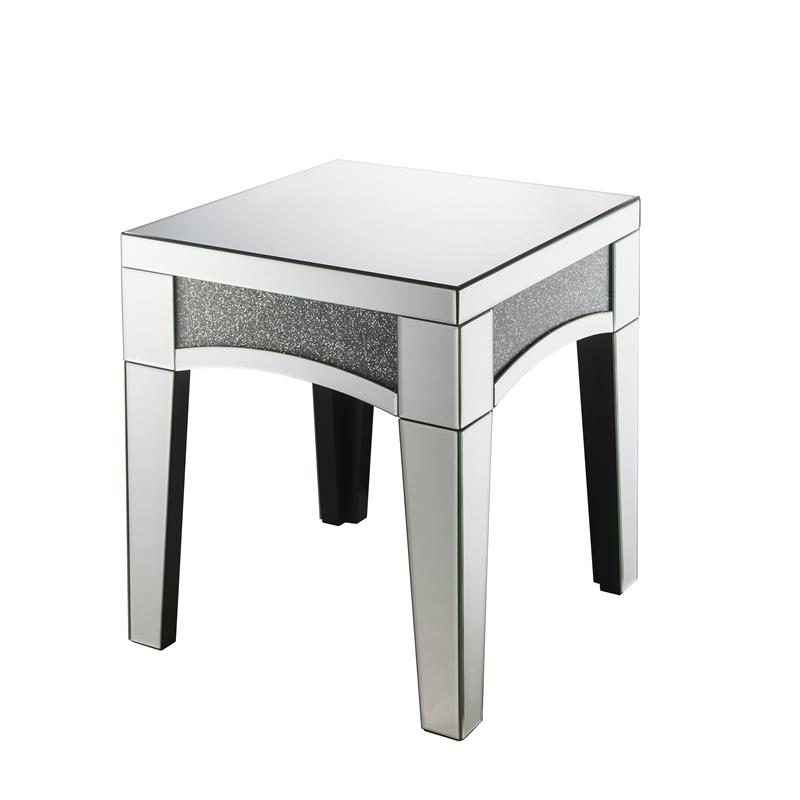 ACME Nowles Rectangular Mirrored Top End Table in Mirrored