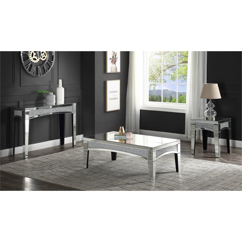 ACME Nowles Rectangular Mirrored Top End Table in Mirrored