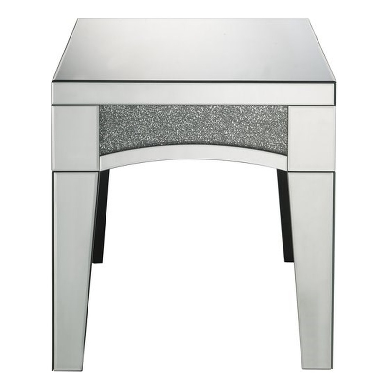 ACME Nowles Rectangular Mirrored Top End Table in Mirrored