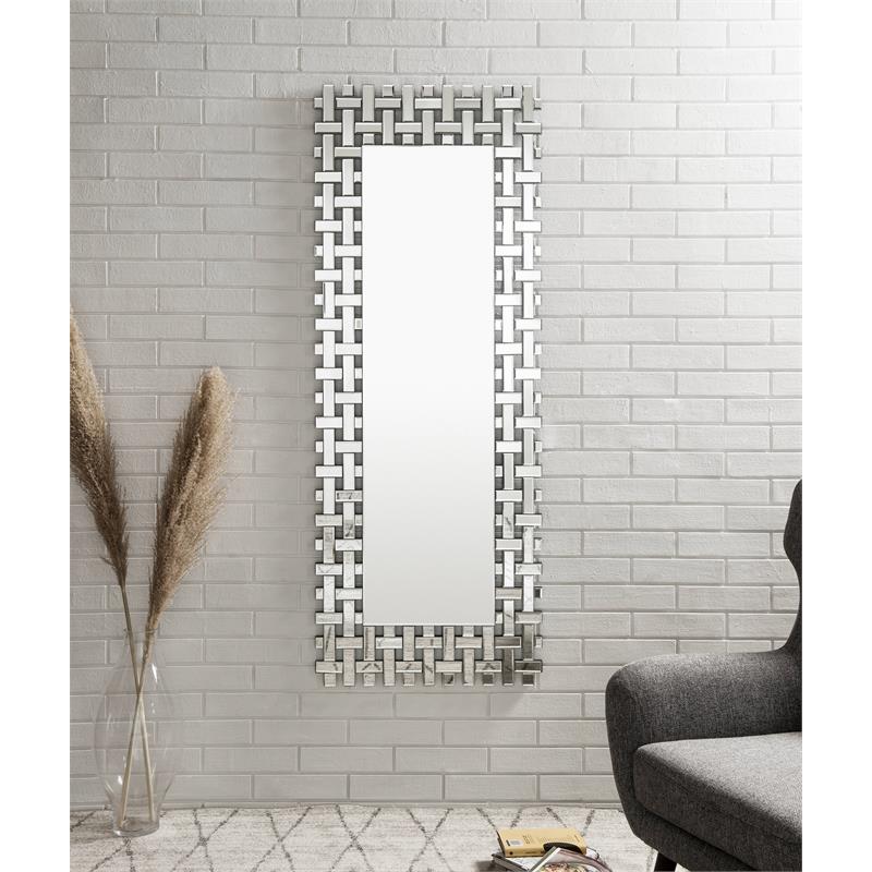 ACME Dominic Wooden Frame Wall Decor Mirror with Beveled Edges in Mirrored