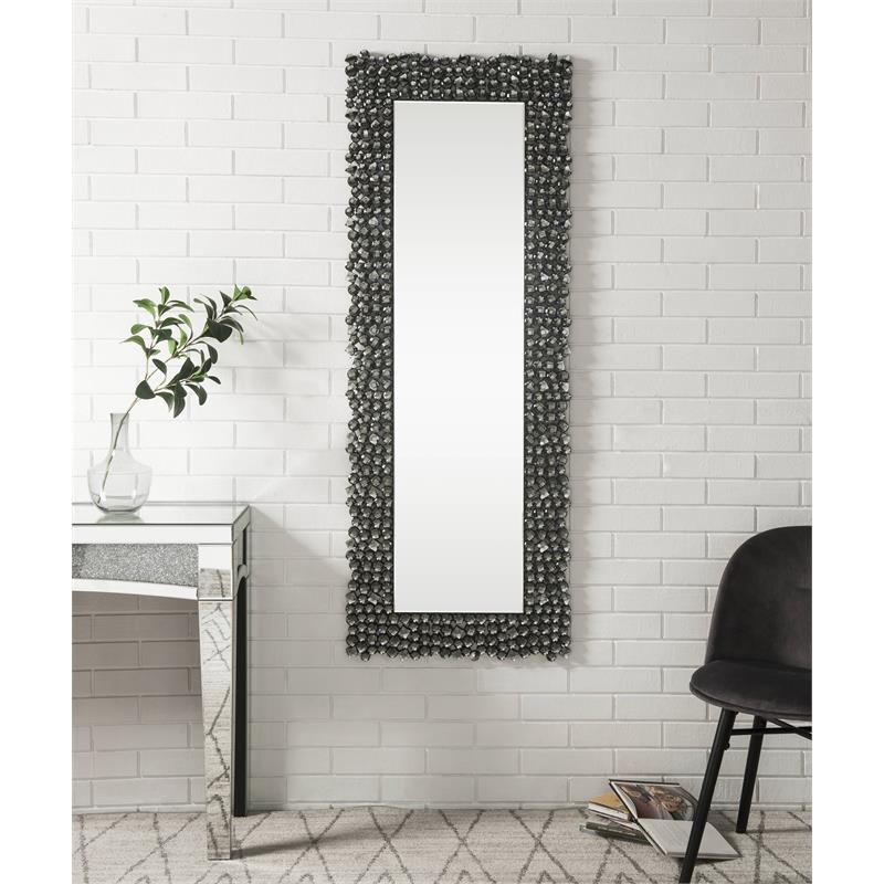 ACME Kachina Wooden Frame Wall Decor Mirror with Faux Gems Trim in Mirrored