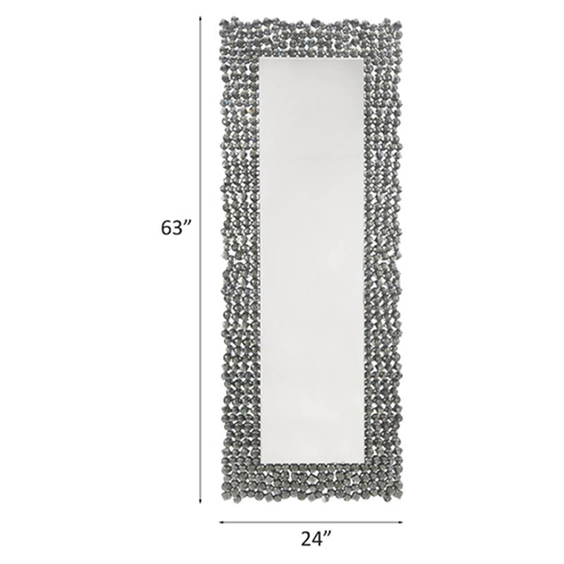 ACME Kachina Wooden Frame Wall Decor Mirror with Faux Gems Trim in Mirrored